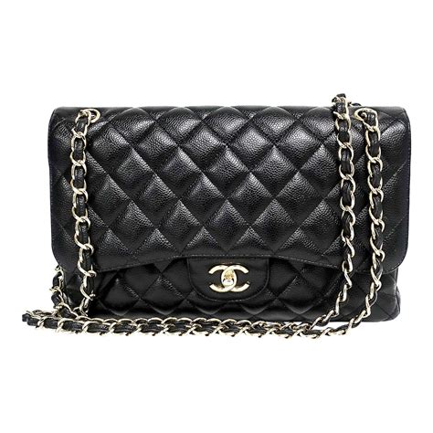 chanel classic jumbo caviar flap w silver hardware|Flap Bags .